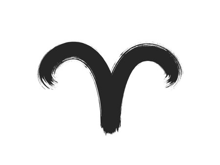 Aries zodiac sign. Aries brush stroke zodiac vector sign.のイラスト素材