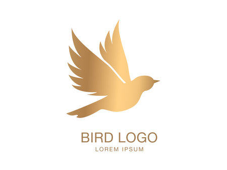 Gold bird logo. Vector bird logo. Bird icon.のイラスト素材
