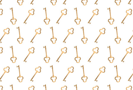 Gold key pattern on white background. vector gold key.のイラスト素材