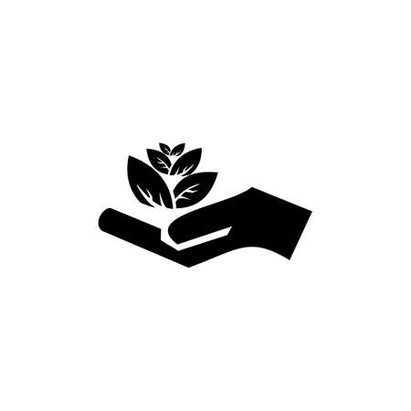 Pictograph of flower in hand. Vector icon 10 EPSのイラスト素材