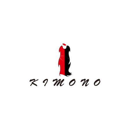 Japan Japanese Kimono, Oriental Dressing Gown with Obi Logo Designのイラスト素材
