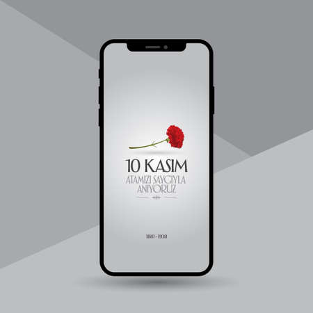 10 November, Death Day anniversary. Social Media Story and Flag, Streamer, Roll-up Design. (TR: November 10, We are warmly honored with our Atay. Social Media Story and Streamer Design)のイラスト素材