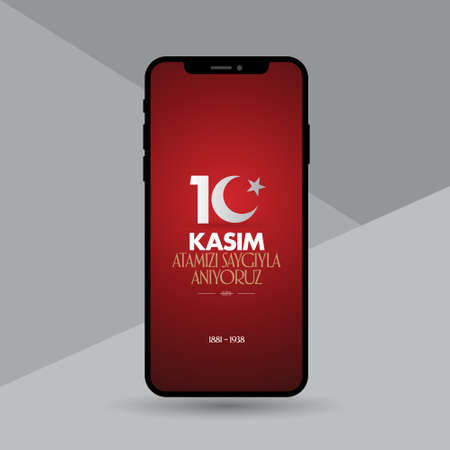 10 November, Death Day anniversary. Social Media Story and Flag, Streamer, Roll-up Design. (TR: November 10, Honoring Our Fatherのイラスト素材