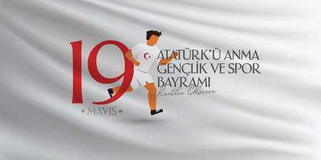 May 19 Commemoration of Ataturk, Youth and Sports Day. Billboard, Poster, Social Media, Greeting Card template.のイラスト素材