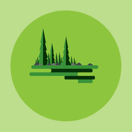 Forest illustration design with stone ornaments around itのイラスト素材