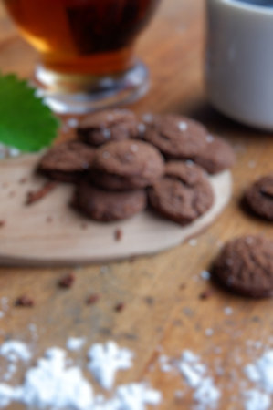 Chocolate cake blur photo, sweet and delicious bread photo