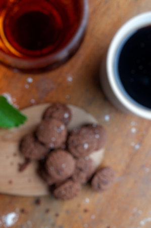 Chocolate cake blur photo, sweet and delicious bread photo