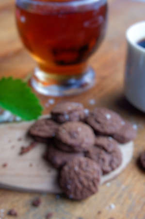 Chocolate cake blur photo, sweet and delicious bread photoの写真素材