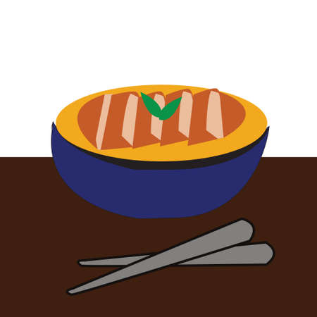 Simple illustration design of traditional japanese food set with local themeのイラスト素材