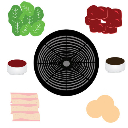 Simple illustration design of traditional japanese food set with local themeのイラスト素材