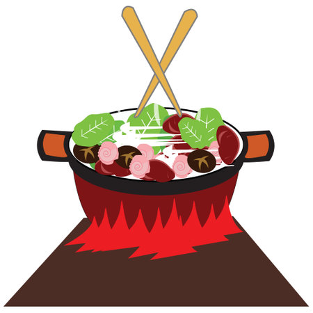 Simple illustration design of traditional japanese food set with local themeのイラスト素材