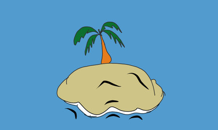 Illustration design with landscape objects on the summer beachの写真素材