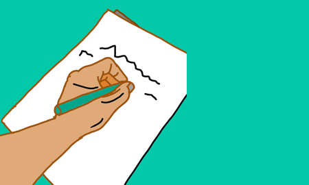 Illustration design with left hand object to commemorate international left hand dayの写真素材