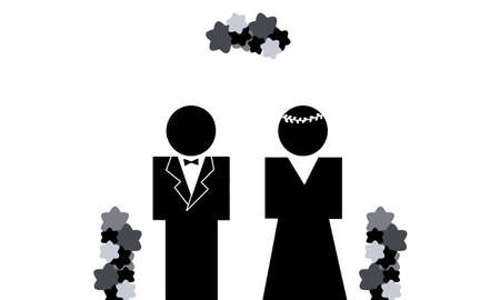 Wedding couple object line art illustration designの写真素材