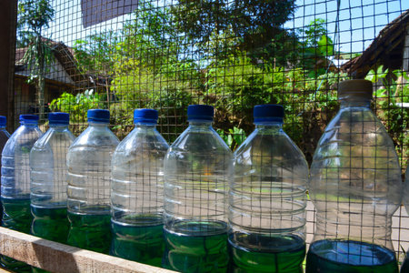 Bottles sold in retail use liter bottles.の写真素材