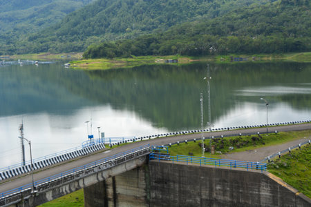 The Wadaslintang Reservoir Dam in Wonosobo, Indonesia.の写真素材