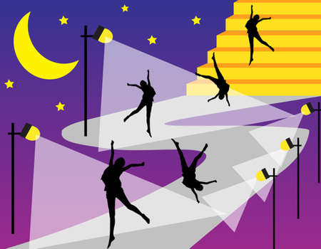 people dancing in the night of city のイラスト素材