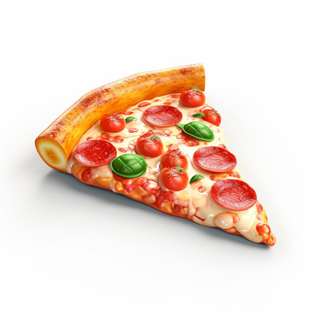 Detailed Cute 3D style design of pizza slice in high quality imageの素材
