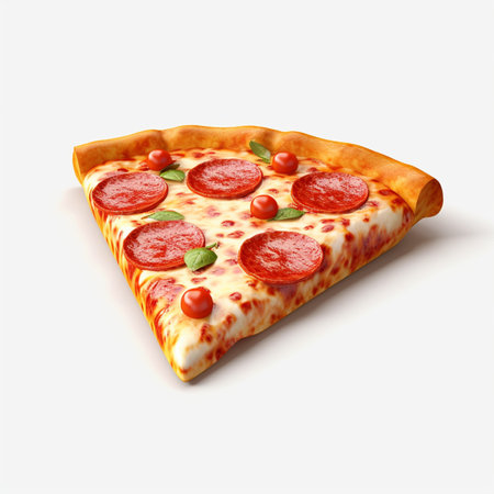 Detailed Cute 3D style design of pizza slice in high quality imageの素材