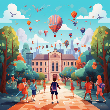 Colorful design of Back to school illustration bannerの素材