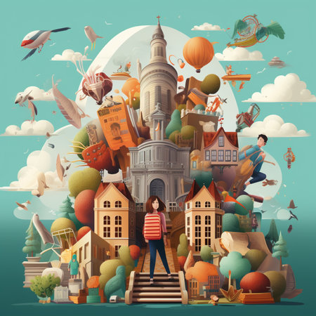 Colorful design of Back to school illustration bannerの素材