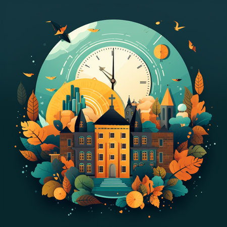 Colorful design of Back to school illustration bannerの素材