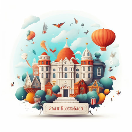 Colorful design of Back to school illustration bannerの素材