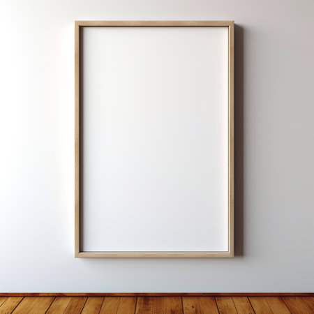 Real photo of blank wood frame hung on the walls, hyper realistic, suitable to create a mockupの素材