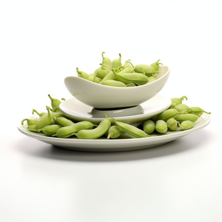 High quality 3D design of broad beans, in white backgroundの素材