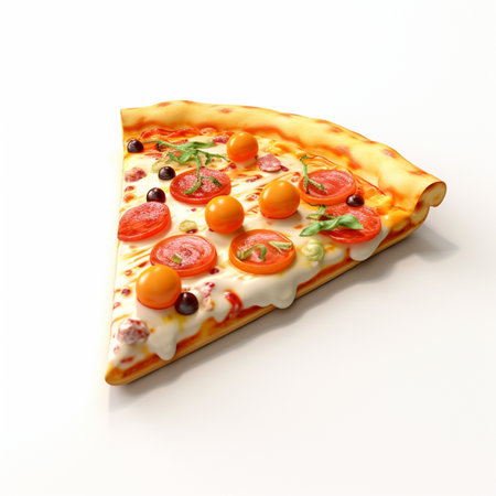 Detailed Cute 3D style design of pizza slice in high quality imageの素材