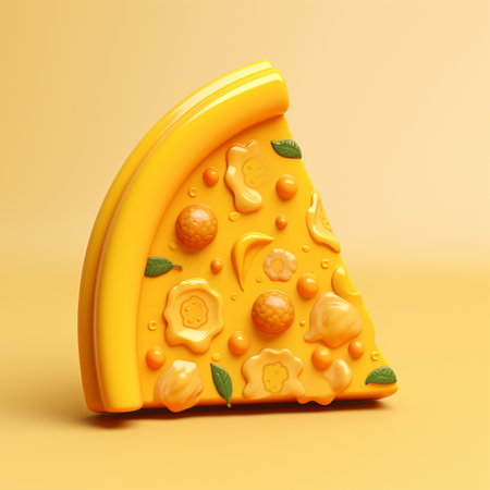 Detailed Cute 3D style design of pizza slice in high quality imageの素材