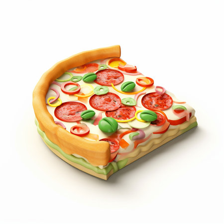 Detailed Cute 3D style design of pizza slice in high quality imageの素材