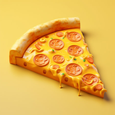 Detailed Cute 3D style design of pizza slice in high quality imageの素材