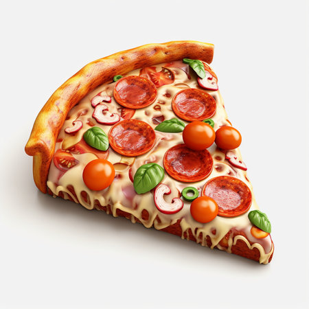 Detailed Cute 3D style design of pizza slice in high quality imageの素材