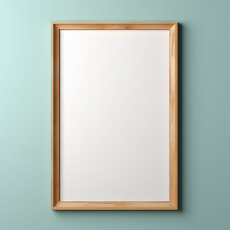 Real photo of blank wood frame hung on the walls, hyper realistic, suitable to create a mockupの素材