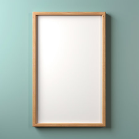 Real photo of blank wood frame hung on the walls, hyper realistic, suitable to create a mockupの素材