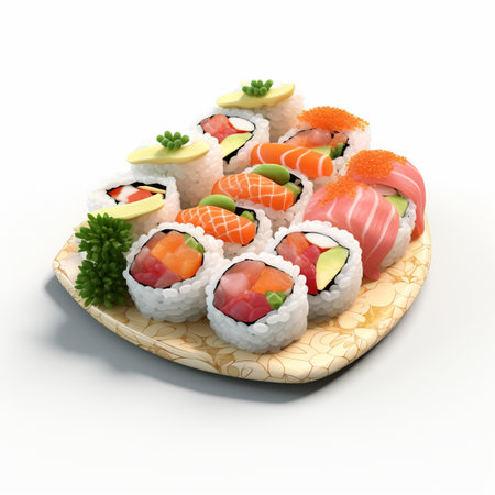 3D style design of sushi in high quality, white backgroundの素材