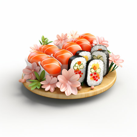 3D style design of sushi in high quality, white backgroundの素材