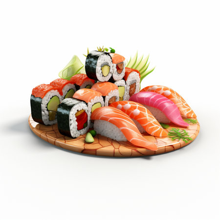 3D style design of sushi in high quality, white backgroundの素材