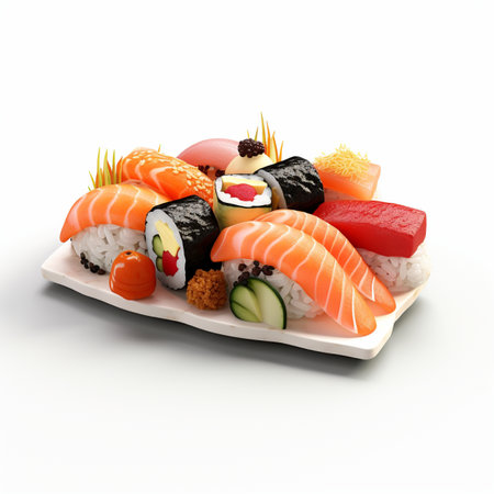 3D style design of sushi in high quality, white backgroundの素材