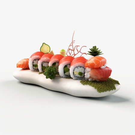 3D style design of sushi in high quality, white backgroundの素材