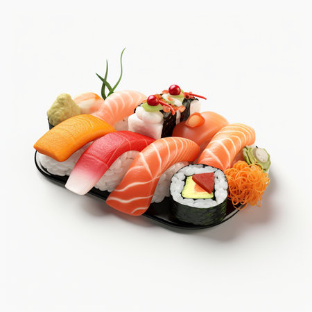 3D style design of sushi in high quality, white backgroundの素材