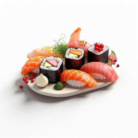 3D style design of sushi in high quality, white backgroundの素材