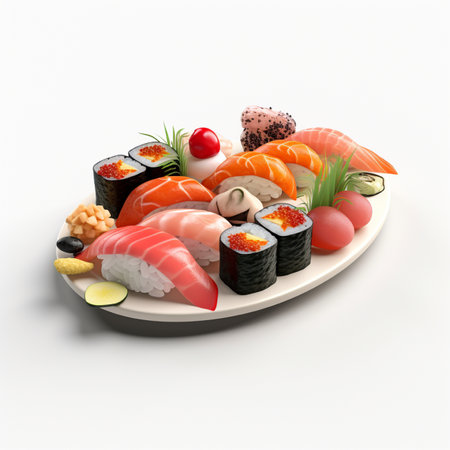 3D style design of sushi in high quality, white backgroundの素材