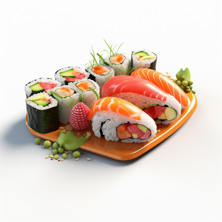 3D style design of sushi in high quality, white backgroundの素材