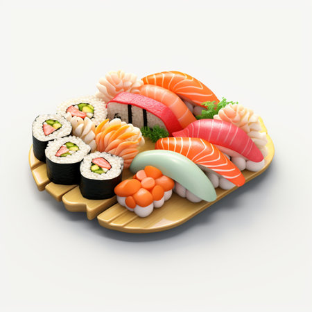 3D style design of sushi in high quality, white backgroundの素材