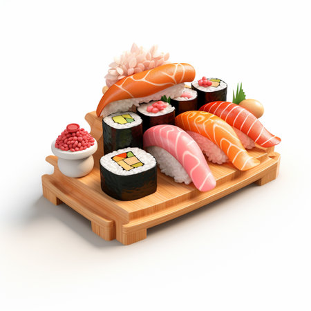 3D style design of sushi in high quality, white backgroundの素材
