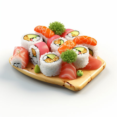 3D style design of sushi in high quality, white backgroundの素材
