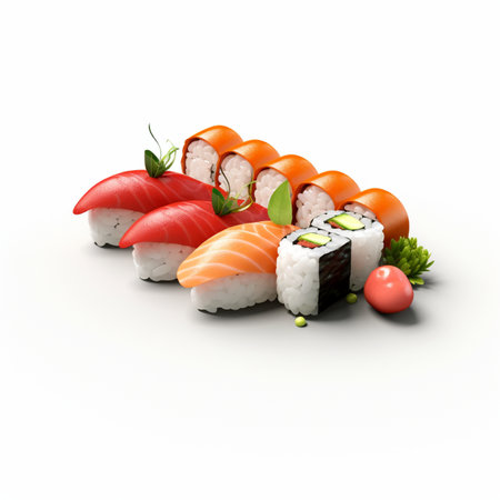 3D style design of sushi in high quality, white backgroundの素材