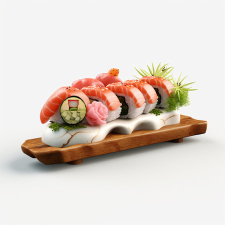 3D style design of sushi in high quality, white backgroundの素材